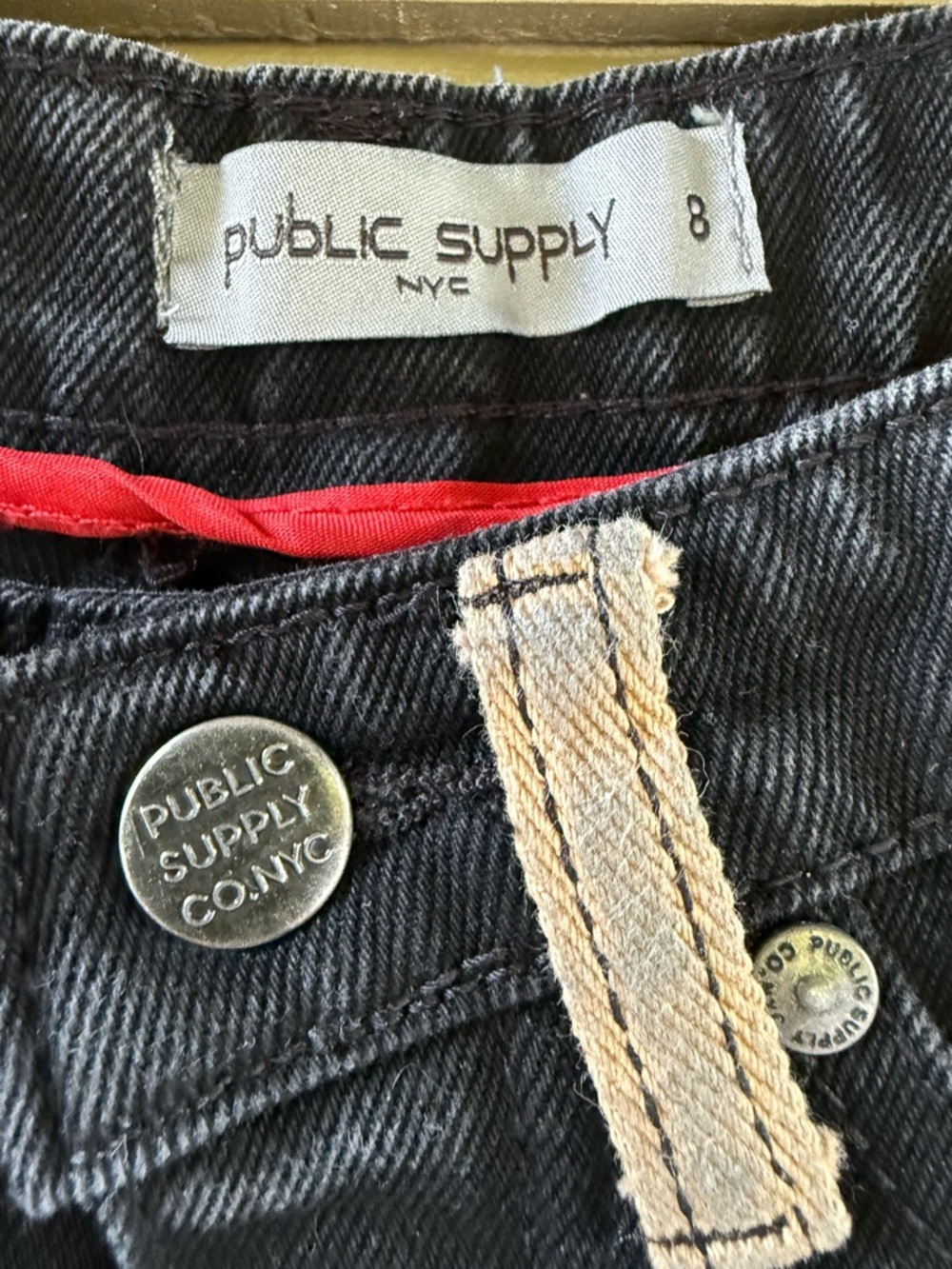 Public Supply NY Boys' Black Distressed-Style Graphics Patch Jeans Red Accent - Picture 6 of 10